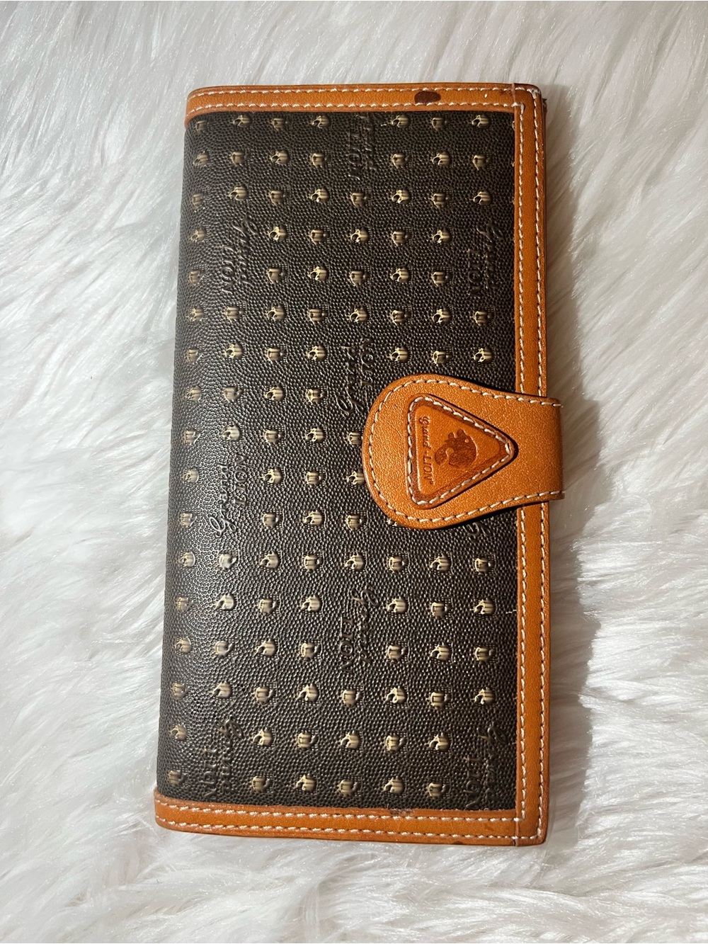 Dooney & Bourke Studded Leather-Trim Wallet in Brown & Black